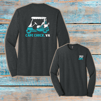 Cape Charles: Golf Cart Youth Triblend Long Sleeve Tee
