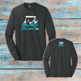 Cape Charles: Golf Cart Youth Triblend Long Sleeve Tee